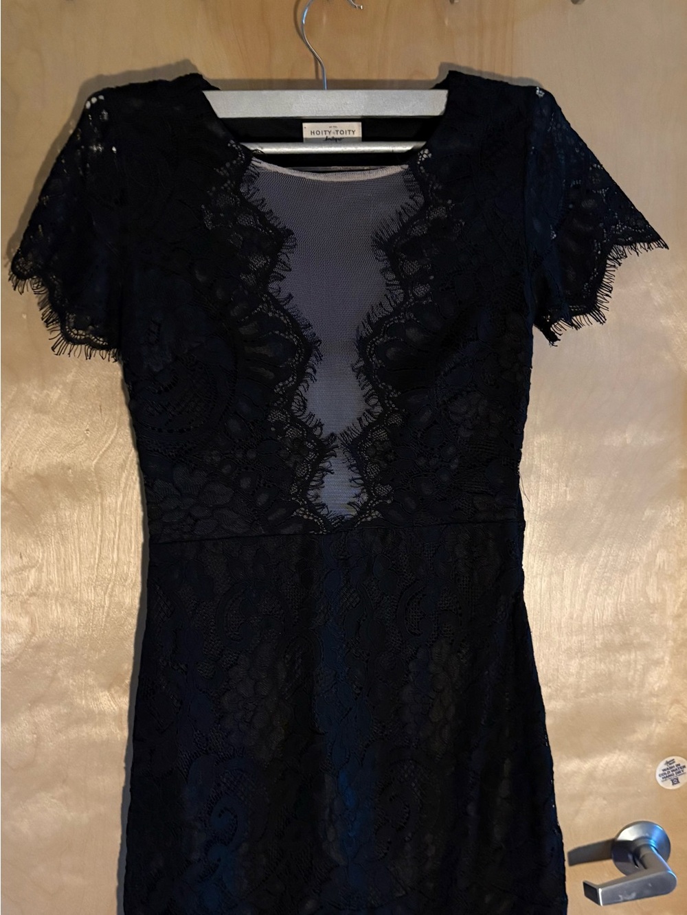 Hoity Toity Black Lace Short Sleeve V-Neck Chemise